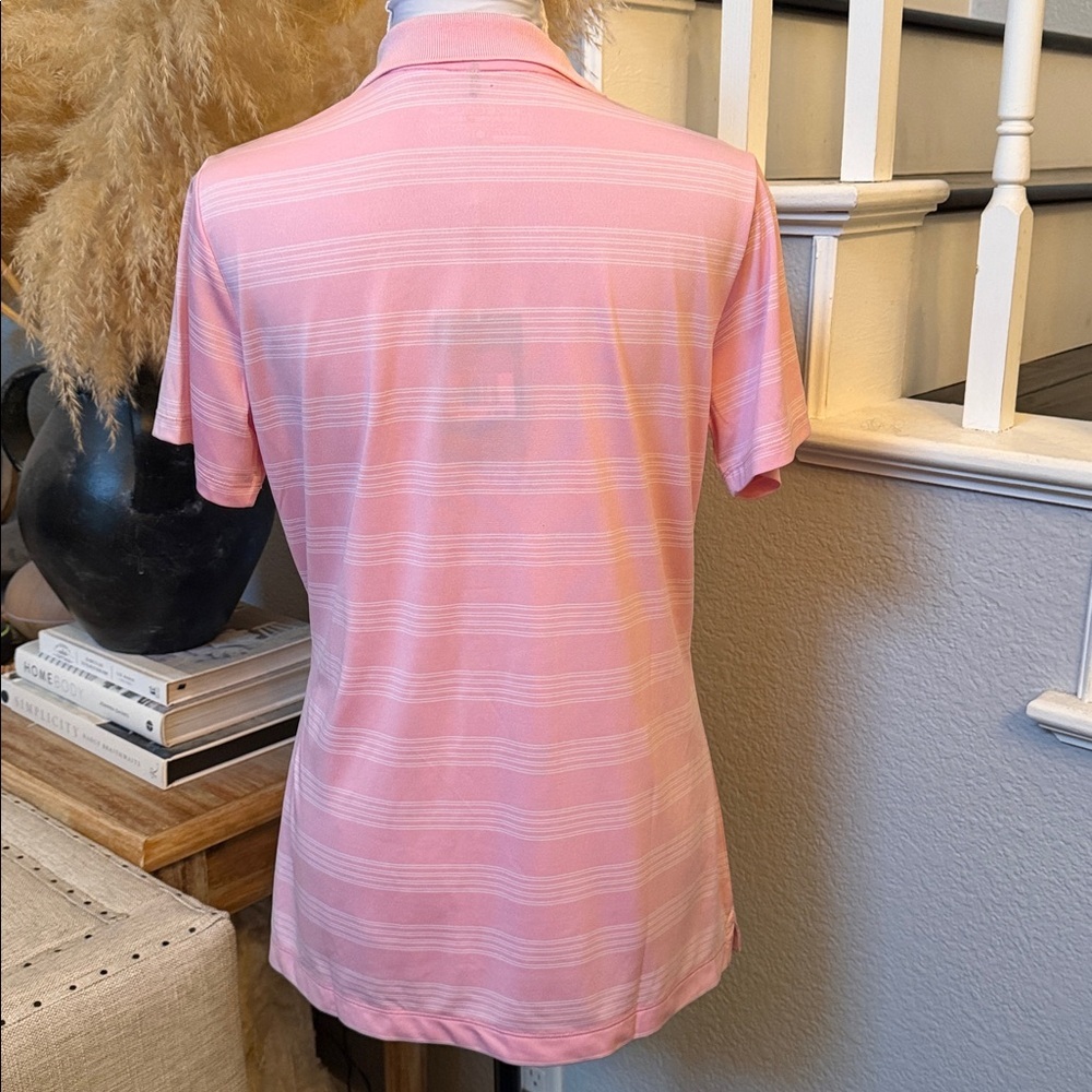 Nike Dry Fit Tour Performance Polo Pink White Golf Shirt Size Large - Picture 4 of 6